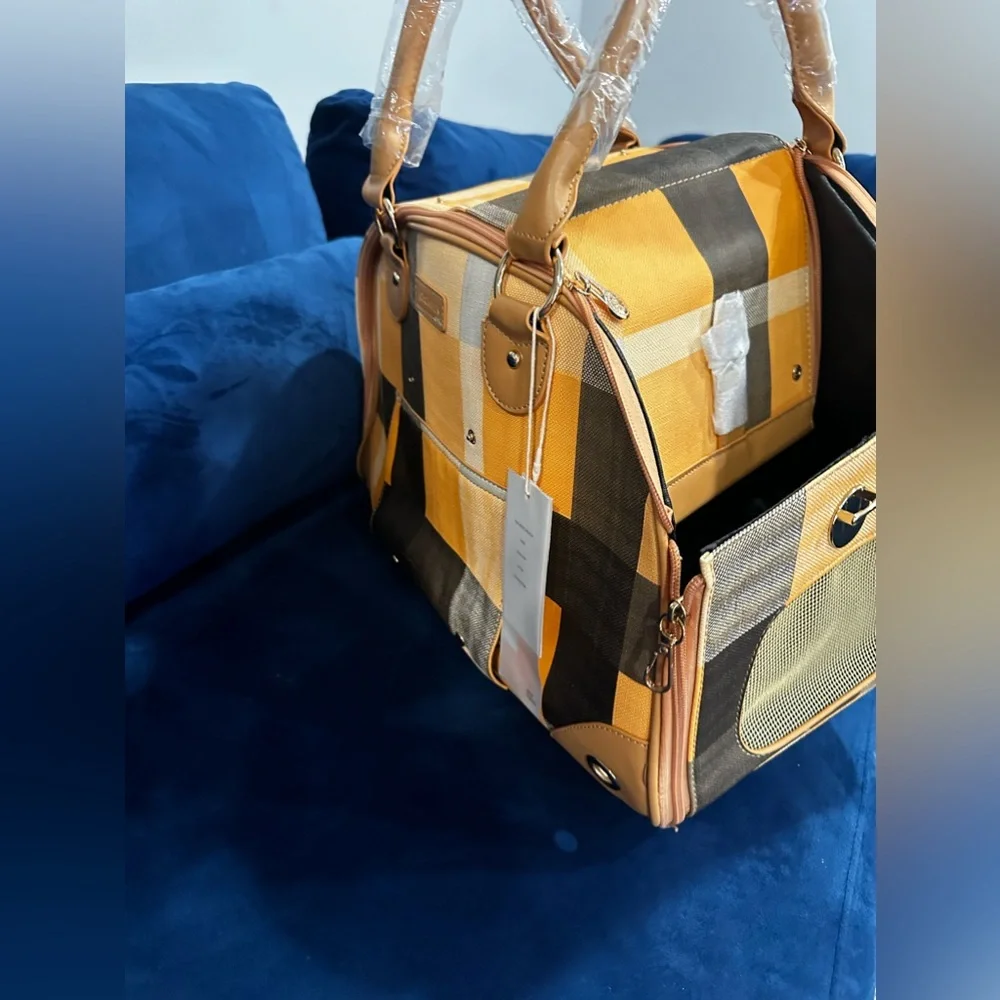 Dog Carrier, Cat Carrier, Pet Carrier, Foldable Premium PU Leather Dog Purse